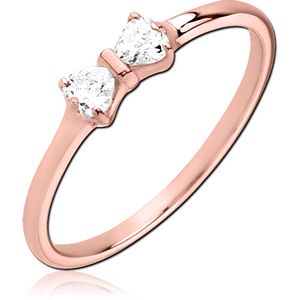 STERLING SILVER 925 ROSE GOLD PVD COATED JEWELLED RING - BOW