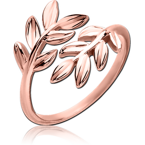 STERLING SILVER 925 ROSE GOLD PVD COATED OPEN RING - LEAF