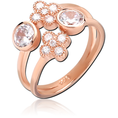 STERLING SILVER 925 ROSE GOLD PVD COATED JEWELLED RING