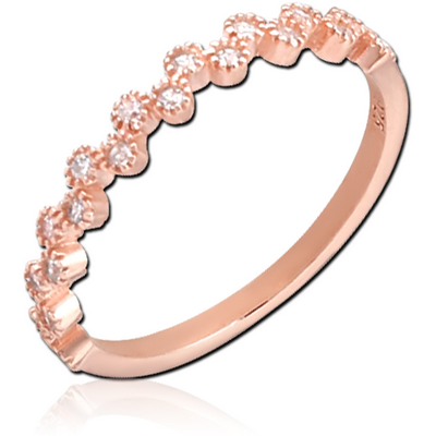 STERLING SILVER 925 ROSE GOLD PVD COATED JEWELLED RING