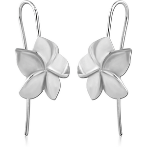 STERLING SILVER 925 RHODIUM PLATED EARRINGS PAIR - FLOWER