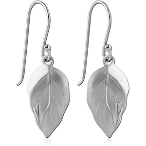 STERLING SILVER 925 RHODIUM PLATED EARRINGS PAIR - LEAF