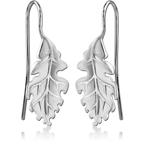 STERLING SILVER 925 RHODIUM PLATED EARRINGS PAIR - LEAF