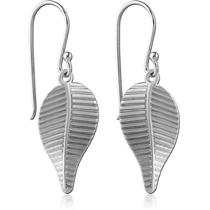 STERLING SILVER 925 RHODIUM PLATED EARRINGS PAIR - LEAF