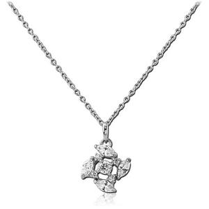 STERLING SILVER 925 RHODIUM PLATED JEWELLED NECKLACE WITH PENDANT - PROPELLER