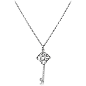 STERLING SILVER 925 RHODIUM PLATED JEWELLED NECKLACE WITH PENDANT - KEY