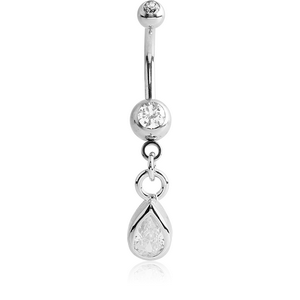 SURGICAL STEEL DOUBLE SWAROVSKI CRYSTAL JEWELLED MINI NAVEL BANANA WITH HOOP