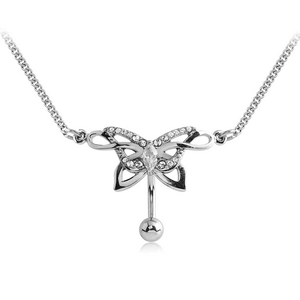 SURGICAL STEEL JEWELLED BELLY CHAIN NAVEL BANANA - BUTTERFLY INFINITY