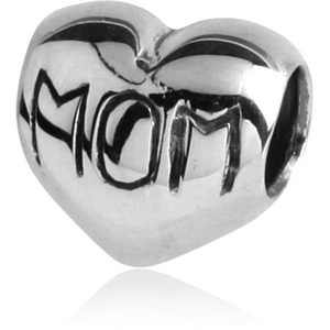 SURGICAL STEEL BEAD 5.0-5.2 MM HOLE - HEART MOM