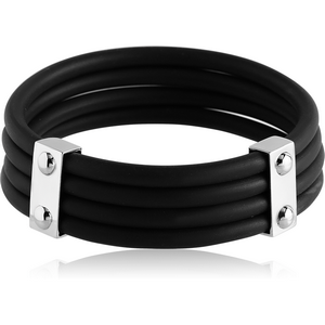 SURGICAL STEEL BRACELET BLACK SILICON RUBBER