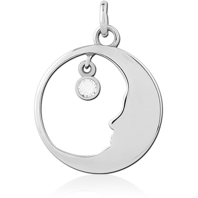 SURGICAL STEEL JEWELLED CHARM - CRESCENT