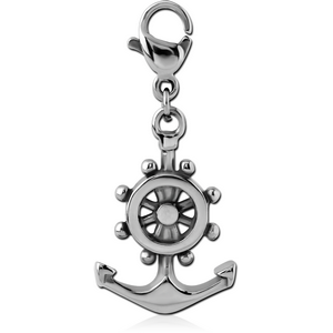 SURGICAL STEEL CHARM WITH LOBSTER LOCKER - HELM AND ANCHOR