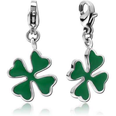 SURGICAL STEEL CHARM WITH LOBSTER LOCKER - SHAMROCK