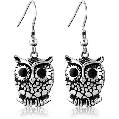 SURGICAL STEEL EARRINGS WITH ENAMEL - OWL