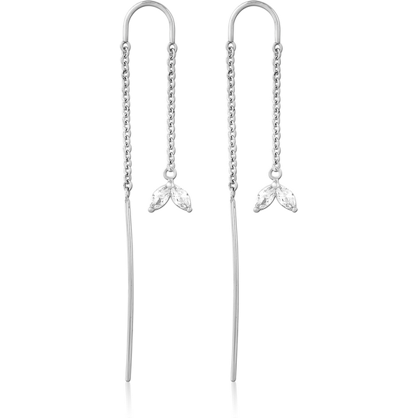 SURGICAL STEEL CHAIN JEWELLED EARRINGS PAIR