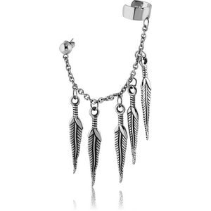 SURGICAL STEEL EAR CUFF - HANGING FEATHERS