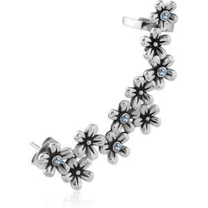 SURGICAL STEEL JEWELLED EAR CUFF - FLOWERS