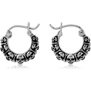 SURGICAL STEEL HOOP EARRINGS - SKULL