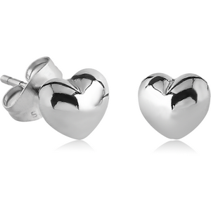 SURGICAL STEEL EAR STUDS PAIR - HEART