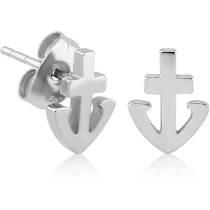 SURGICAL STEEL EAR STUDS PAIR - ANCHOR