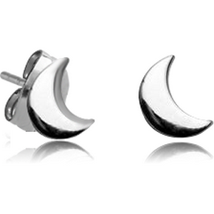 SURGICAL STEEL EAR STUDS PAIR - CRESENT