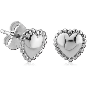 SURGICAL STEEL EAR STUDS PAIR - HEART