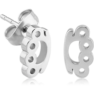 SURGICAL STEEL EAR STUDS PAIR - KNUCKLE - DUSTER