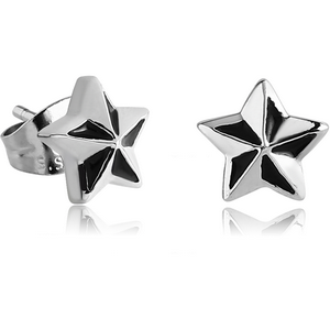 SURGICAL STEEL EAR STUD PAIR - NAUTICAL STAR