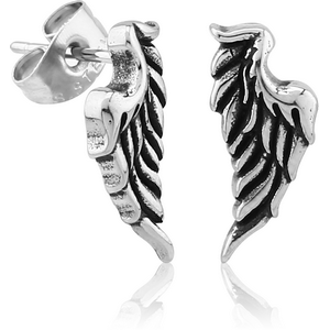 SURGICAL STEEL EAR STUDS PAIR - WING