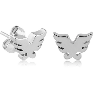 SURGICAL STEEL EAR STUDS PAIR - WINGS