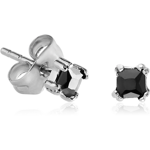 PSURGICAL STEEL JEWELLED EAR STUDS PAIR