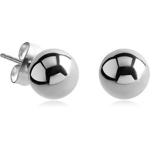 SURGICAL STEEL EAR STUDS PAIR - 8MM BALL