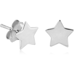 SURGICAL STEEL EAR STUDS PAIR - STAR FLAT