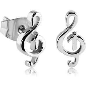 SURGICAL STEEL EAR STUDS PAIR - MUSIC NOTE