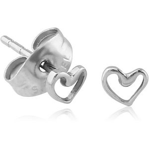 SURGICAL STEEL EAR STUDS PAIR - HEART