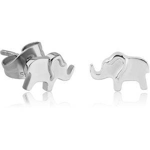 SURGICAL STEEL EAR STUDS PAIR - ELEPHANT