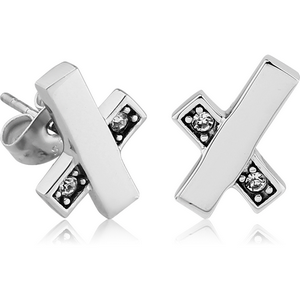 SURGICAL STEEL JEWELLED EAR STUDS PAIR