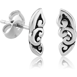 SURGICAL STEEL EAR STUDS PAIR - FILIGREE