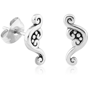 SURGICAL STEEL EAR STUDS PAIR - FILIGREE