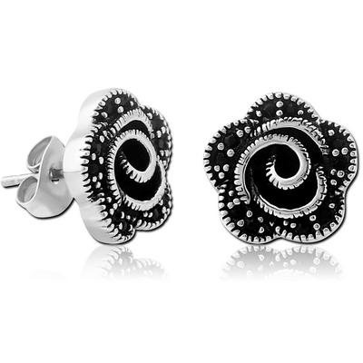 SURGICAL STEEL JEWELLED EAR STUDS - FLOWER