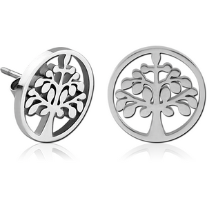 SURGICAL STEEL EAR STUDS PAIR - TREE