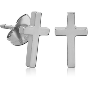 SURGICAL STEEL EAR STUDS PAIR - CROSS