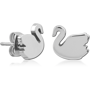 SURGICAL STEEL EAR STUDS PAIR - SWAN