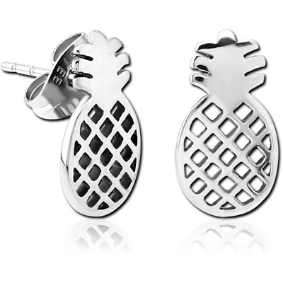 SURGICAL STEEL EAR STUDS PAIR - PINEAPPLE