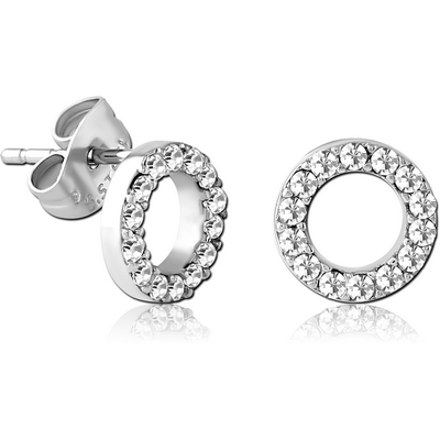 SURGICAL STEEL JEWELLED EAR STUDS PAIR