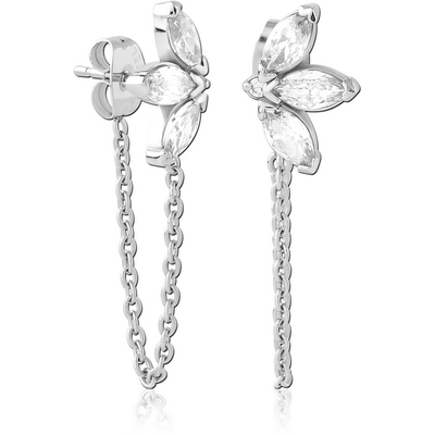 SURGICAL STEEL JEWELLED EAR STUDS PAIR