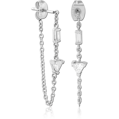 SURGICAL STEEL JEWELLED EAR STUDS PAIR