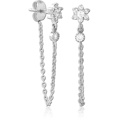 SURGICAL STEEL JEWELLED EAR STUDS PAIR