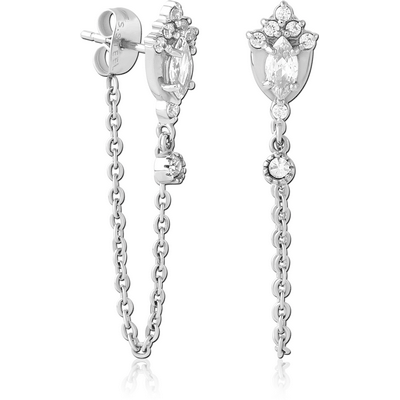 SURGICAL STEEL JEWELLED EAR STUDS PAIR