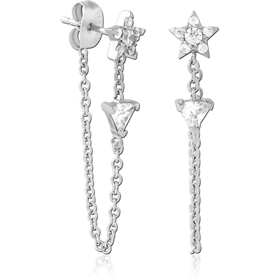 SURGICAL STEEL JEWELLED EAR STUDS PAIR